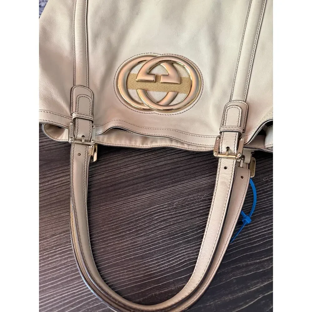 GUCCI Off-White Leather Britt Large Tote Bag - Picture 12 of 16
